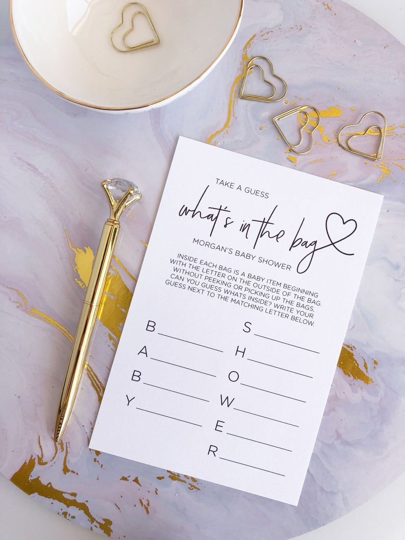 What's in the Bag Baby Shower Game Card Baby Shower Games Etsy Australia