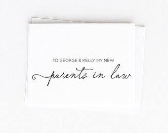 Carte personnalisée pour mes beaux-parents le jour de mon mariage, carte de mariage belle-mère et beau-père, des mariés, personnalisée avec des noms