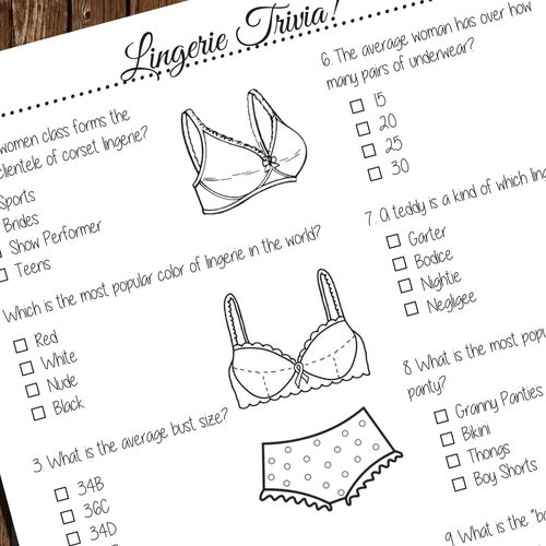 Lingerie Shower Bingo Game Printable Lingerie Party Bingo - Etsy