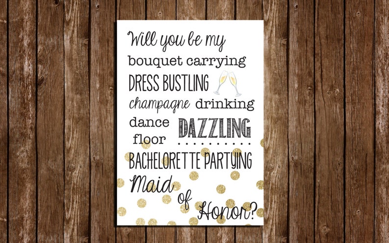Printable Will you be my Maid of Honor/Bridesmaid