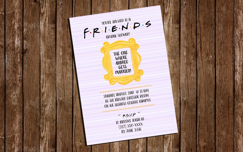 Printable Friends Bridal Shower Invitation 4 X 6 Image 0
