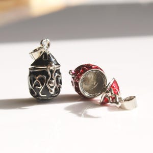 Small Enamel Memorial Urn with Hinge Top: Ashes Keepsake