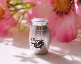 Forever In My Heart Mini Urn • Stainless Steel Ashes Keepsake