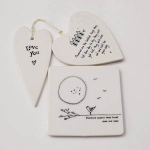 Porcelain Heart Keepsake • Memorial Keepsake • Porcelain Memorial Heart Coaster  • Best Friend Gift • Porcelain Hanging Heart • Gift For Her