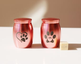 Small Pawprint Pet Cremation Urn: Stainless Steel Memorial Keepsake