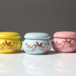 Small Ceramic Urn: Ashes Memorial Pottery Jar, Bird & Blossom Design