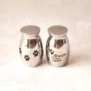 Small Pawprint Urn: Stainless Steel Pet Ashes Keepsake