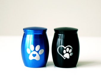 Small Pawprint Pet Urn: Aluminum Alloy Ashes Keepsake (4 cm)