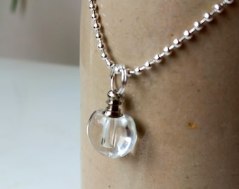 Kleine glazen urnketting • Gedenkteken as, roestvrijstalen ketting