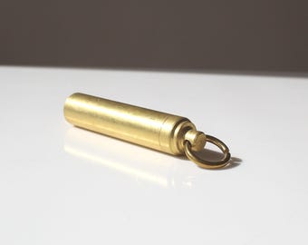 Brass Cylinder Urn: Pet/Human Ashes Memorial Keepsake (65x12mm)