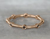 Rose Gold Band, Engagement Ring, His and Her Promise Ring, Dainty Wedding Band, Girlfriend Gift, Black Diamonds Engagement Ring, Gifts