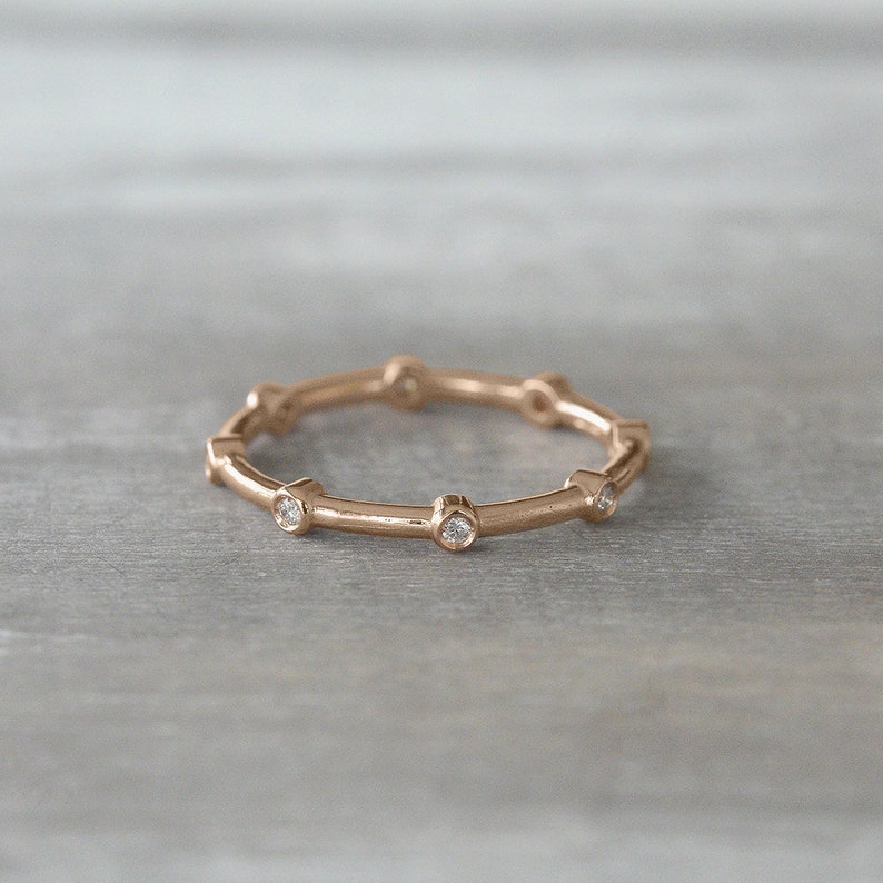 Promise Ring For Her Diamond Eternity Band Dainty Gold Ring Etsy