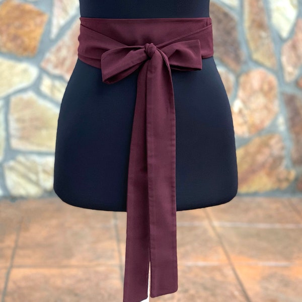 Maroon.Bordeaux Faux Silk Obi Belt, Sash Corset, Wide Wrap Belt, Bordeaux