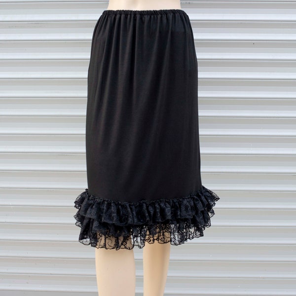 Skirt Extender Slip, Dress Extender Slip, Black - WITH LENGTH OPTION