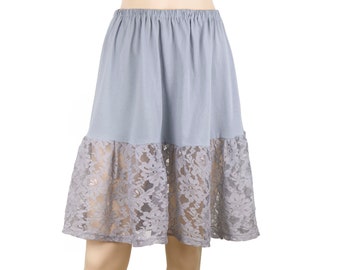 Grey Lace Skirt Extender Slip,Dress Extender Slip - WITH LENGTH OPTION