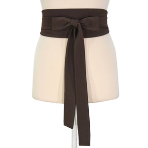 Faux Silk Obi Belt, Sash Corset, Wide Wrap Belt, Plus Size Available, Chocolate Brown