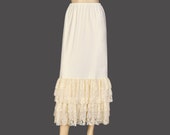 Ivory Cream Lace Skirt Extender - Viscose Cotton Knit Underskirt with Lace Layers, Vintage-Inspired Costume or Dress Accessory Ivory Cream Lace Skirt Extender - Viscose Cotton Knit Underskirt with Lace Layers, Vintage-Inspired Costume or Dress Accessory