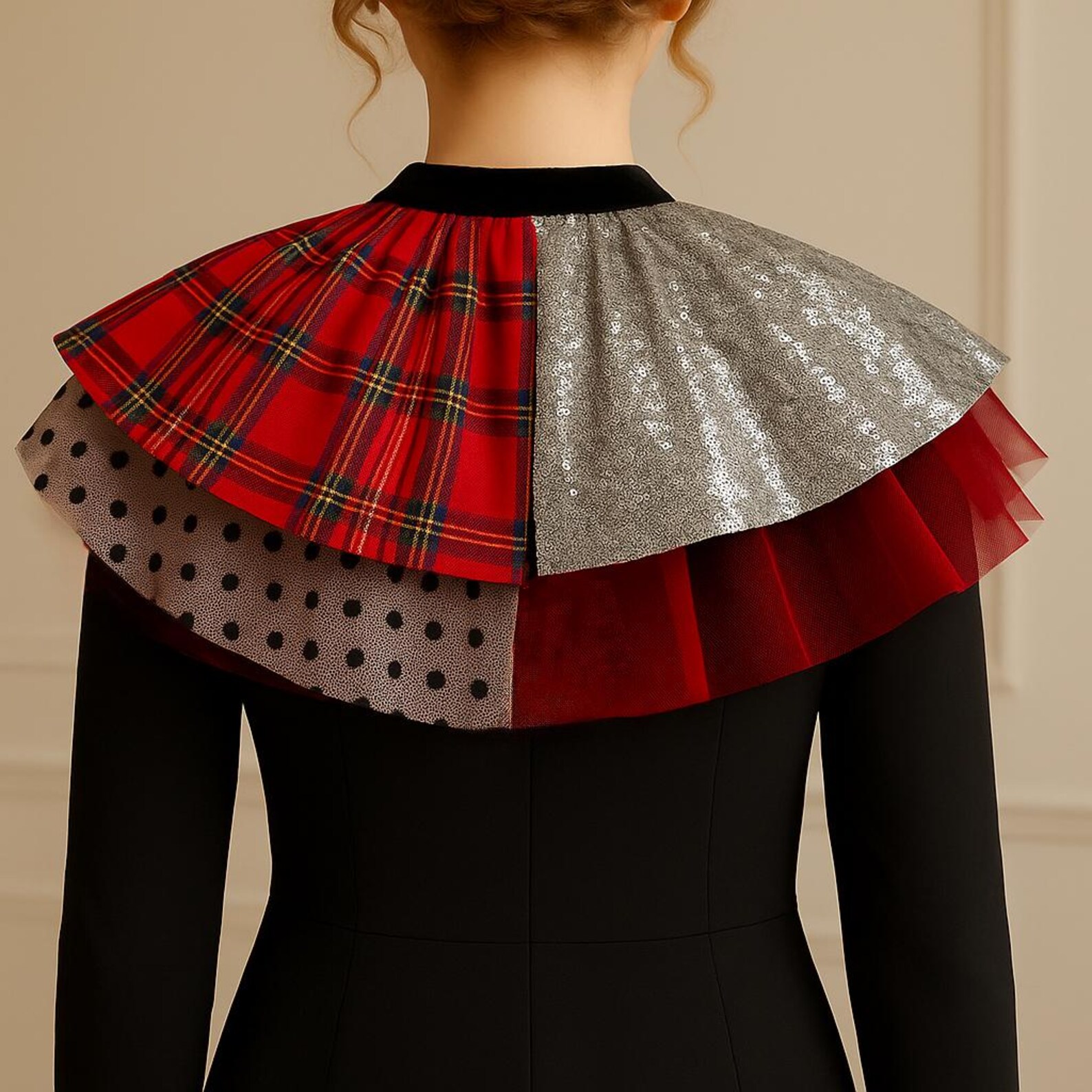 Silver Sequin Ruffle Collar – Pierrot Tulle Ruff – Renaissance ...