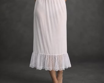 Prolunga per gonna in cotone bianco, sottogonna bianca, sottoveste con orlo in pizzo, sottogonna midi, prolunga per abito, sottoveste modesta, lunghezza personalizzata