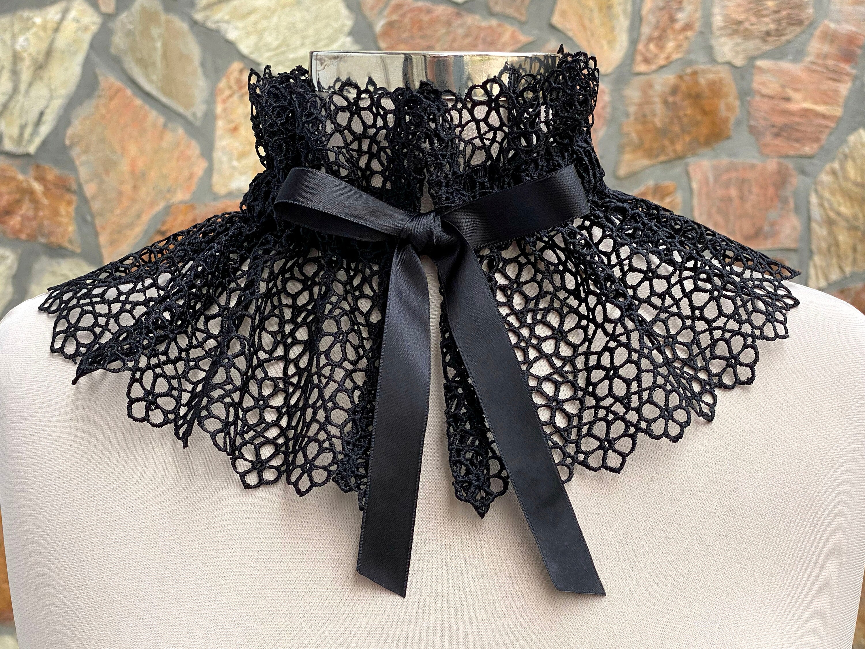 Black Double Ruffled Lace Trim, Candlewick 2 Tier Lace, Apparel