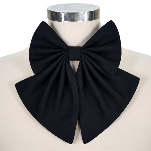 Black Bow Tie For Women, Bow Choker, Bow Neck Tie, Bow Necklace, Bow Tie Adjustable, Black Ascot Tie