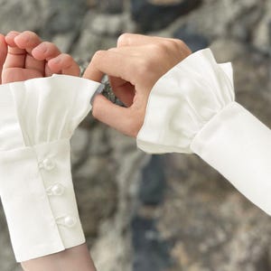 Ivory Ruffle Wrist Cuffs Pair – Removable Sleeve Extenders | Black/Navy/Wine/Red/White