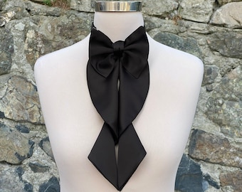 Black Bow Tie For Women, Bow Choker, Bow Neck Tie, Bow Necklace, Bow Tie Adjustable, Black Ascot Tie