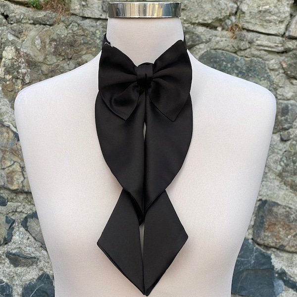 Black Bow Tie For Women, Bow Choker, Bow Neck Tie, Bow Necklace, Bow Tie Adjustable, Black Ascot Tie