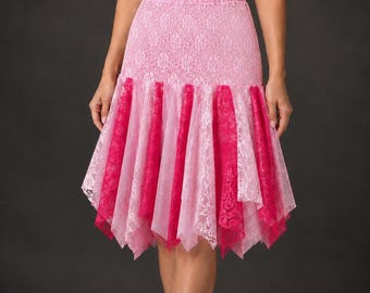 Team Fan Apparel, costume tulle Lace Skirt, Dress Extender, Pink-Fuchsia Lace Petticoat