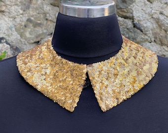 Pointed Shape Gold Collar Necklace With Sequins Detachable Accessories For Women Removable Peter Pan Collar Sequined Collar