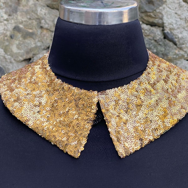 Pointed Shape Gold Collar Necklace With Sequins Detachable Accessories For Women Removable Peter Pan Collar Sequined Collar