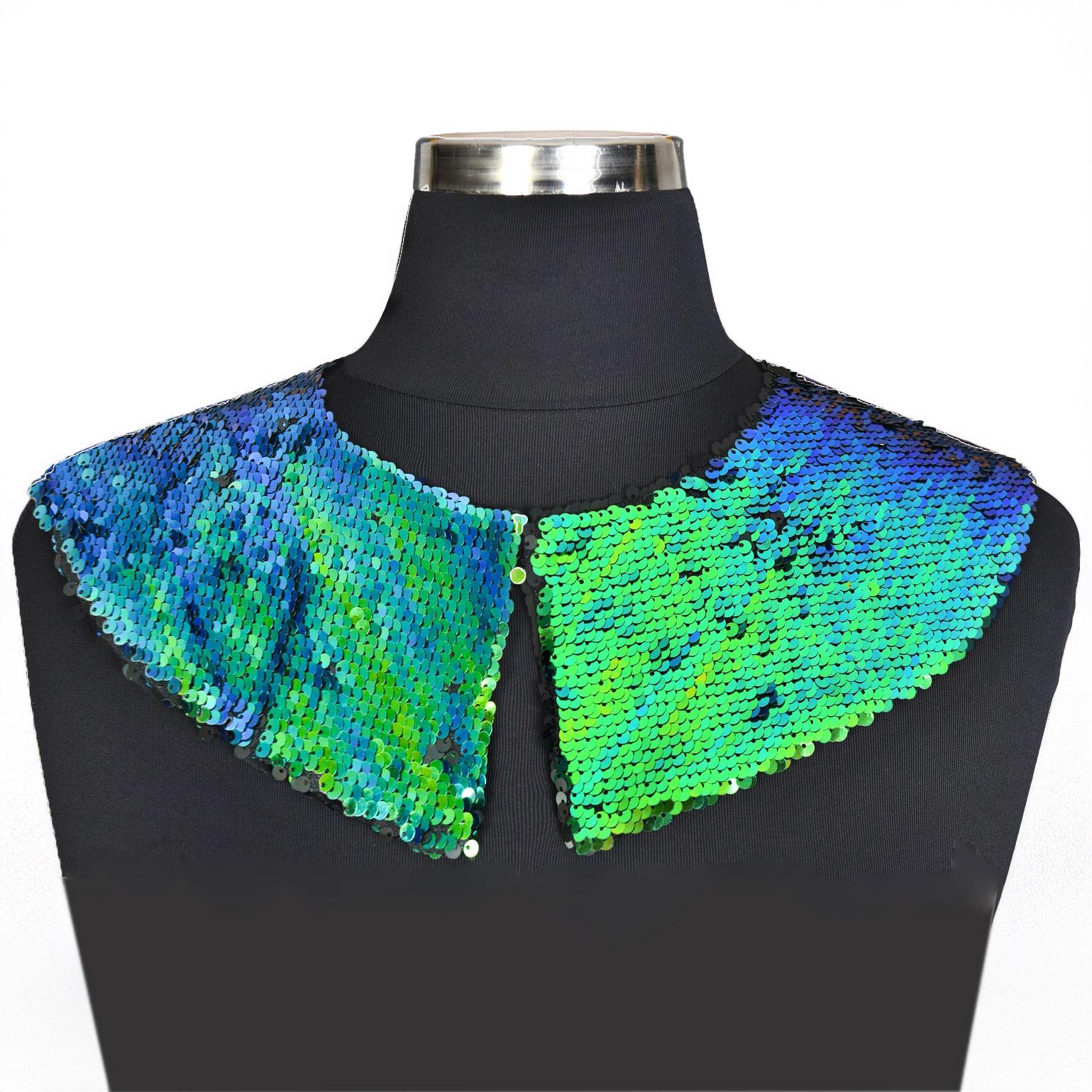 Big Chunky Pointed Shape Collar Necklace With Sequins Detachable ...