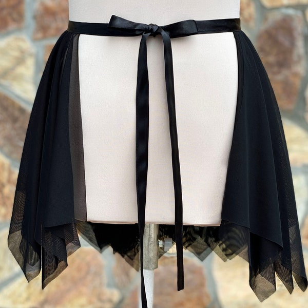 Black Tulle Mini Skirt, Hot chic Short IrregularTulle Skirt, Black Sheer See Through Skirt -CUSTOMIZABLE