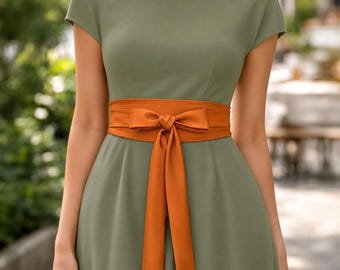Orange Satin Obi Belt, Sash Corset, Plus Size Available