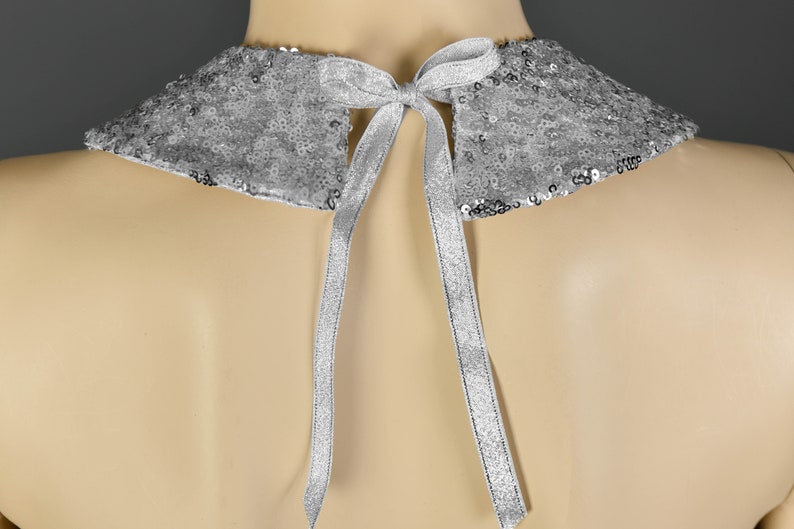 Pointed Shape Silver Collar Necklace With Sequins Detachable ...