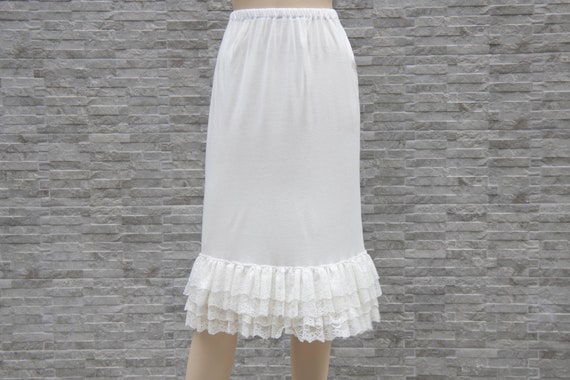 Off White Lace Long Skirt Extender 3 Tiered Ruffle, Dress Extender Slip,  Lace Top Shirt Extender WITH LENGTH OPTION -  Canada
