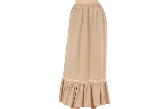 Beige Plus Size Cotton Linen Underskirt,gathered Dress Extender