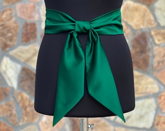 Emerald Green Satin Sash Belt, Wide Satin Sash, Wedding Accessories, Emerald Green Satin Belt, Emerald Green - COLOR & LENGTH Option