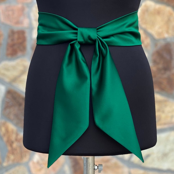 Ceinture en satin vert émeraude, large ceinture en satin, accessoires de mariage, ceinture en satin vert émeraude, vert émeraude - Option COULEUR ET LONGUEUR