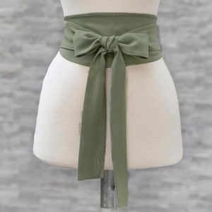 Faux Silk Sage Green Obi Belt, Sash Corset, Wide Wrap Belt, Plus Size Available, Laurel Green, Sage Green
