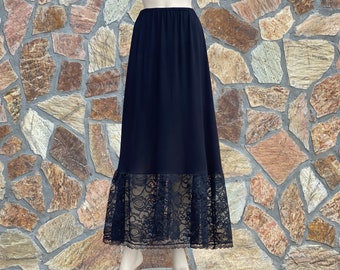 Long Lace Skirt Extender Slip, Skirt Extender Slip, Dress Extender Slip, Black-WITH LENGTH OPTION