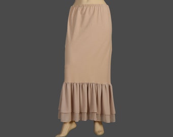 Dark Champagne Modest Shirt Extender Slip, Kleid Extender Slip, Chiffon Rüschen Layered Mini Midi Maxi Sommerrock - FARBE & LÄNGE OPTION