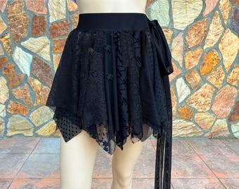 Mini Black Lace Steampunk Gothic Skirt, Lace Petticoat Underskirt Slip Pretty Delicate Skirt Extender - WITH LENGTH OPTION