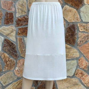 Non Sheer White Skirt Extender Slip, Dress Extender Slip, White-WITH LENGTH OPTION