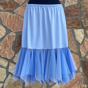 Blue Shaded CustomizableTulle Skirt Extender Slip with Square Fringes, Dress Extender Slip, Costume Accessories image 2