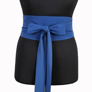 Lapis Lazuli, Sapphire Blue Obi Belt With Satin Fabric, Sash Corset, Wide Wrap Belt,