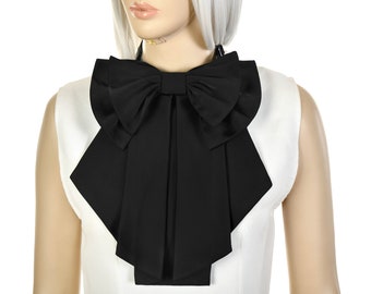 Black Bow Tie For Women, Bow Choker, Bow Neck Tie, Bow Necklace, Bow Tie Adjustable, Black Ascot Tie