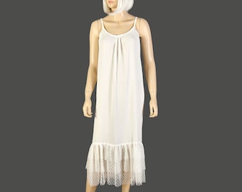 Plus Size Long Cotton Slip Dress, Maxi Slip dress Plus Size, Long Night Gown in Cotton Gauze,  White  - WITH LENGTH OPTION