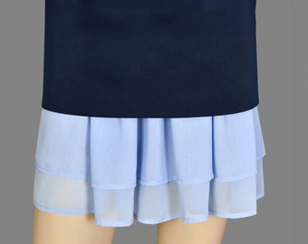 Light Blue Modest Dress Shirt Extender Slip, Dress Extender Slip, Chiffon Ruffle Layered Mini Midi Maxi Summer Skirt