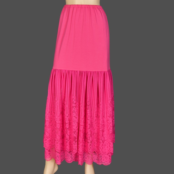 Modest Hot Pink Fuchsia Skirt Extender Slip, Dress Extender Slip,-WITH LENGTH OPTION